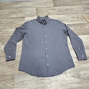 MIZZEN + MAIN LEEWARD dress shirt Grey Floral Dot Print M Classic Fit Retail$138